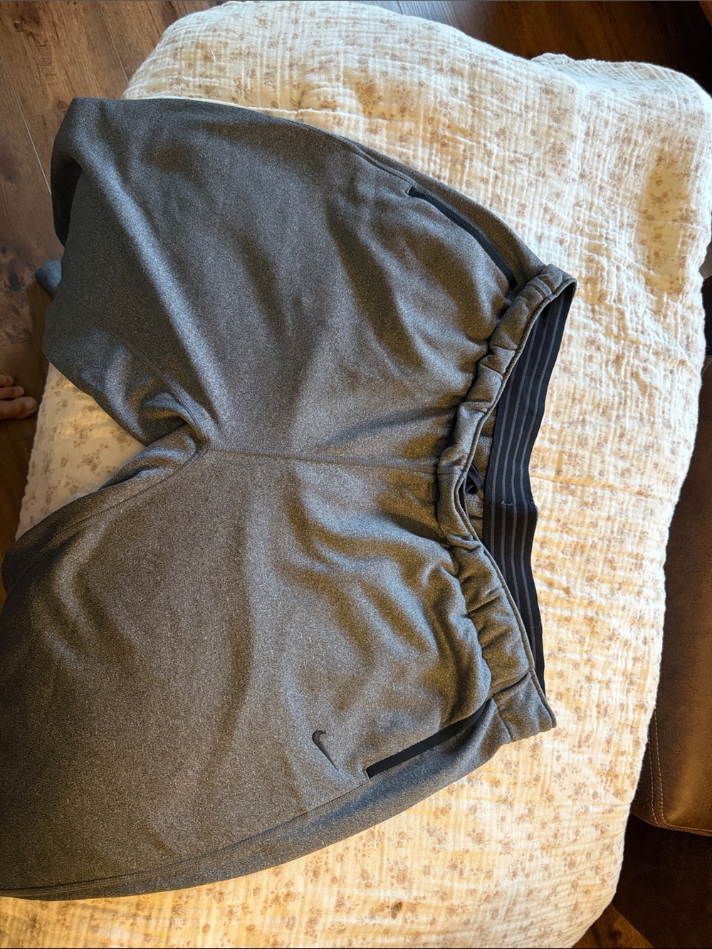 Nike Men's Heather Gray Athletic Shorts with Black Waistband